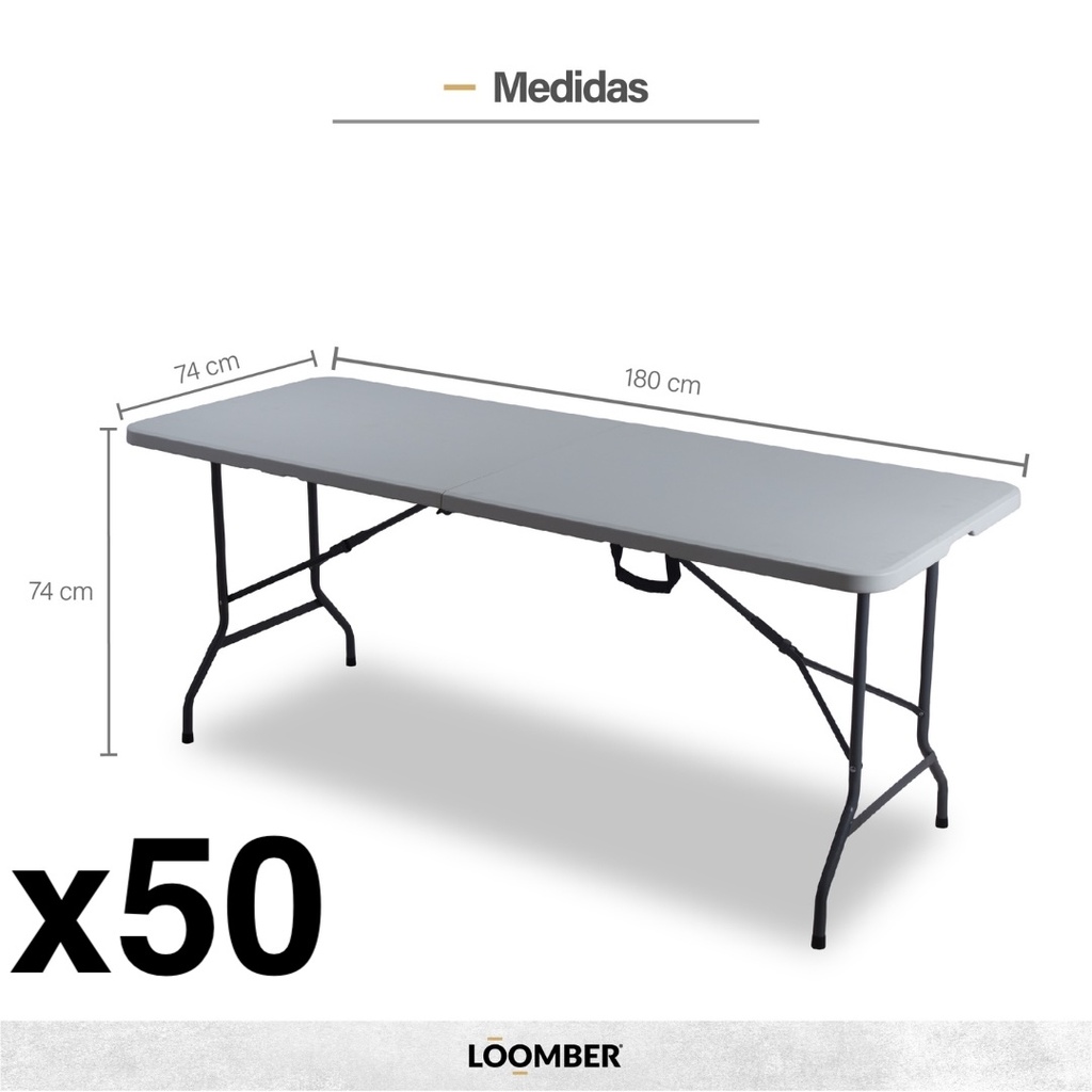 Combo 50 mesas plegables blancas 180 (Verona)