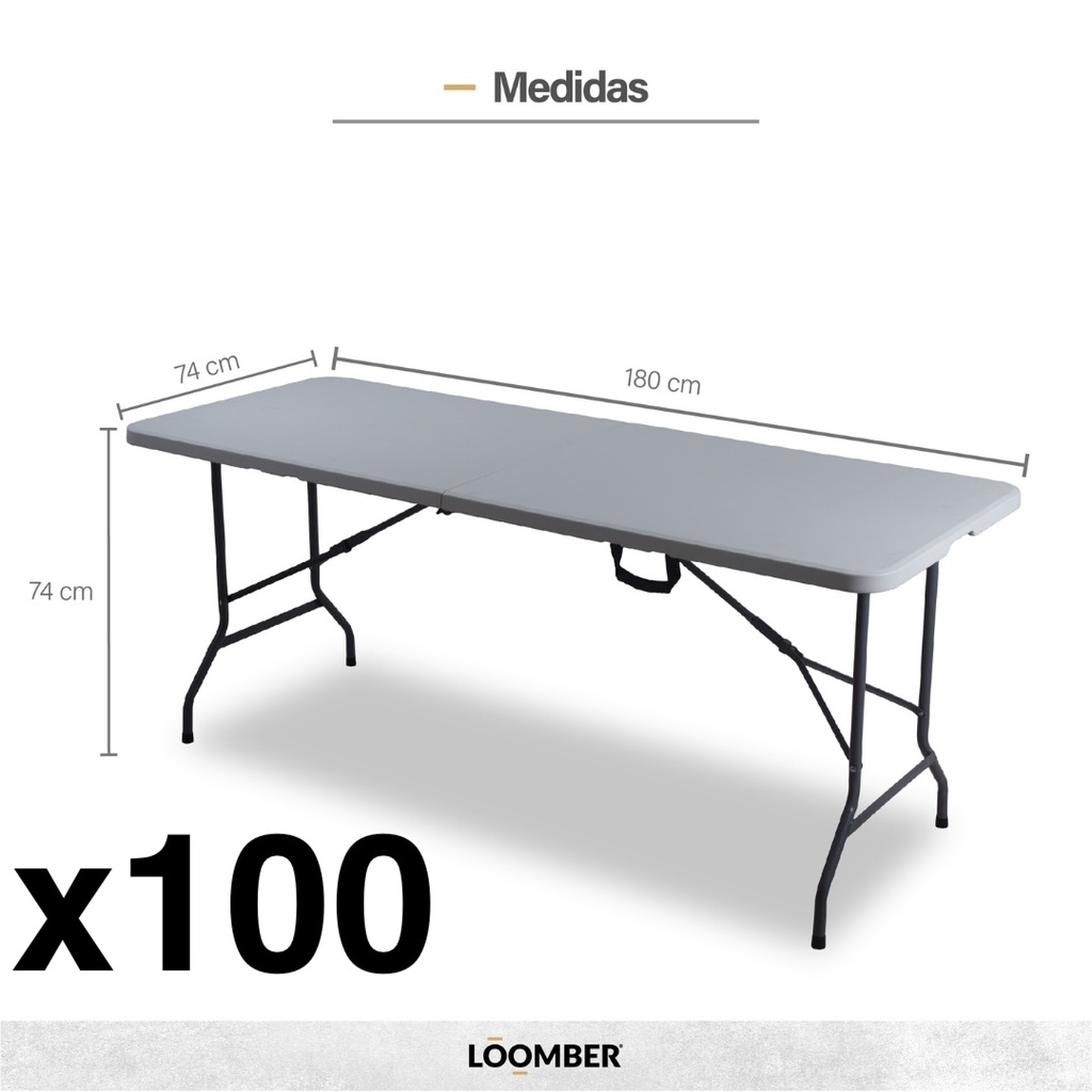 Combo 100 mesas plegables blancas 180 (Verona)