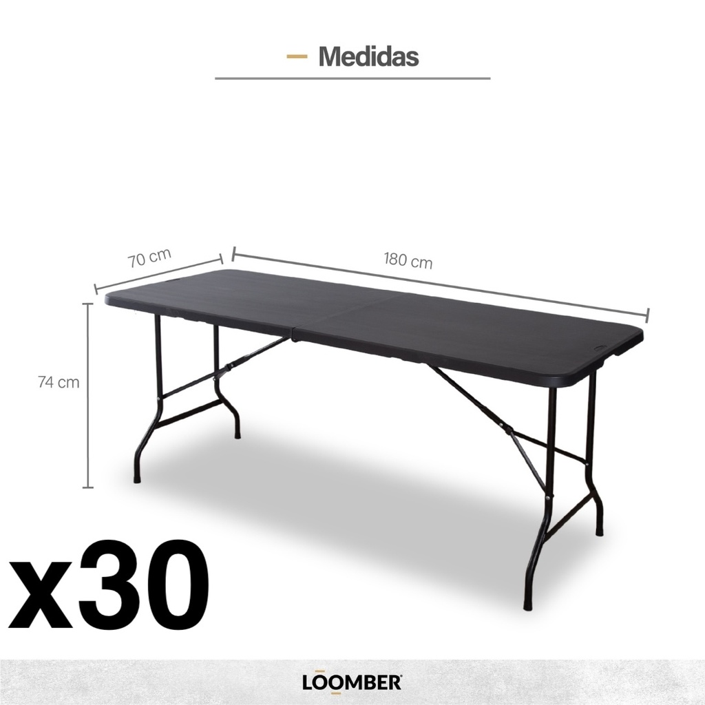 Combo 30 mesas plegables negras (Verona)